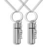 Set of 2 Silver Cremation Urn&Vial on 24"-Chain Necklace with The Clock,Memorial Urn,Memory Jewelry view 1
