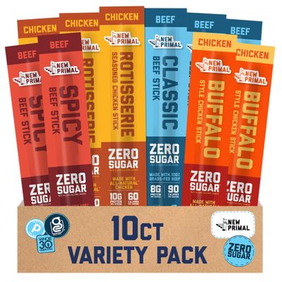 New Primal Meat Sticks Variety Pack Box, 10 Count