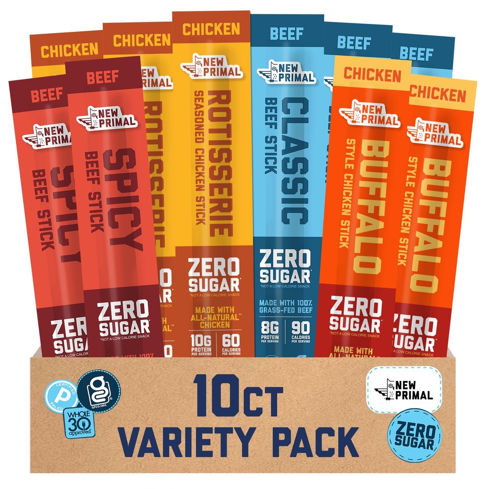 New Primal Meat Sticks Variety Pack Box, 10 Count