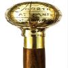 Handmade Decorative Walking Stick with Globe Handle, Brass and Wood, Atlantic Design view 1