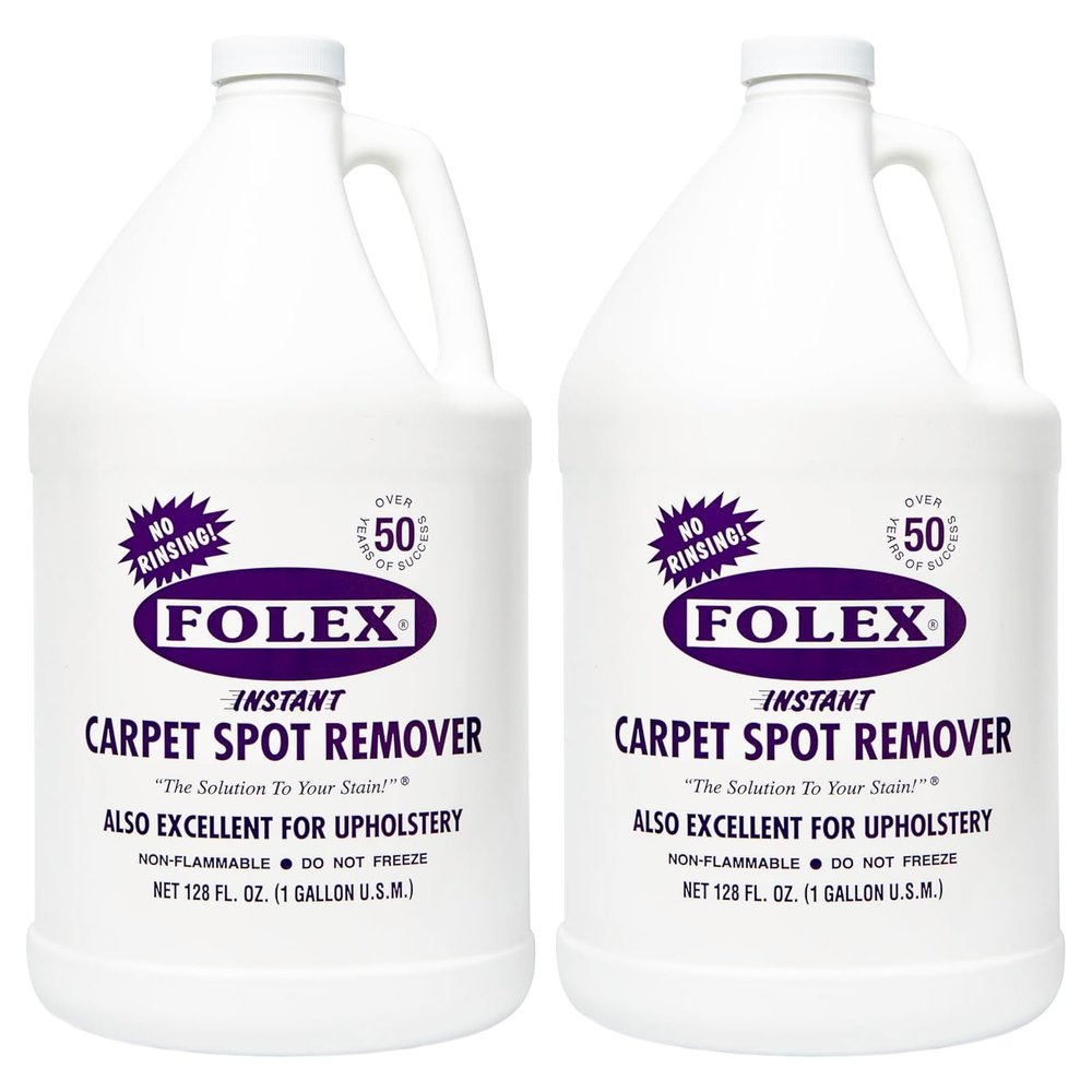 FOLEX 128 oz Instant Carpet Spot Remover Carpet Cleaner Gallon Refill - Removes Pet Accidents, Grease, Red Wine and More - 2 Pack