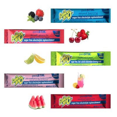 500-Pack ZERO Qwik Stik Electrolyte Powder Packets, 0.11 oz, Sugar-Free Drink Mix, 5 Assorted Flavors
