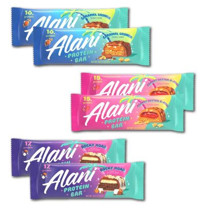 Alani High Protein Snack Bars Variety Pack Caramel Crunch, Peanut Butter & Jelly, Rocky Road Gluten-Free 6 Count REPACKAGED BY Trendy Stuff Online