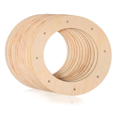 Angoily 12 Pack DIY Flower Wreath Frames Wooden Craft Wreath Form Stand Circular Holes Perfect for New Year's Christmas Decorations