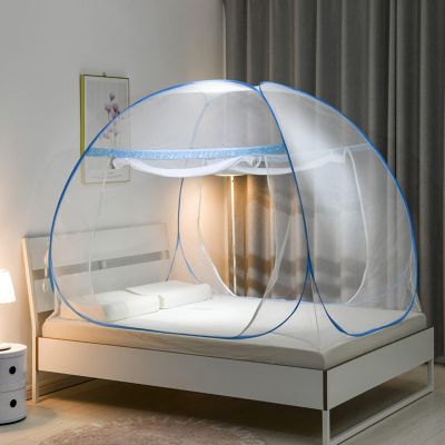 King Mosquito Net for Bed, Portable Outdoor Travel Anti-Mosquito Tent, Pop-Up Standing Netting, Pink, 1.2 x 2M(Blue,2 * 2.2M)