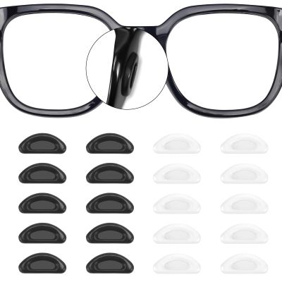 20 Pairs Eyeglass Nose Pads Stick On Silicone Anti-Slip for Glasses Sunglasses Thin Nose Pads Eyeglasses, Adhesive Nose Pad for Eyeglass, Anti Slip Eyeglass Nose Pads (10Clear+10Black)