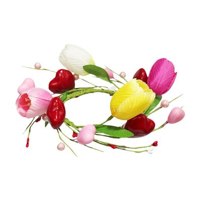 EPIGEIST Flower Candle Wreath Artificial Flowers Romantic Decoration for Valentine Day Mother Day and Wedding Table Centerpiece and Powder Design