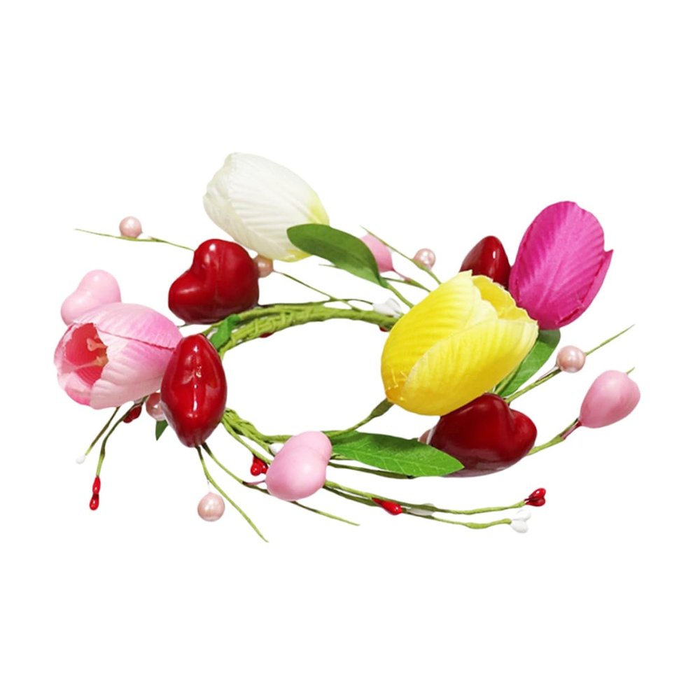 EPIGEIST Flower Candle Wreath Artificial Flowers Romantic Decoration for Valentine Day Mother Day and Wedding Table Centerpiece and Powder Design