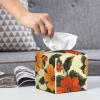1970s Flower Retro Tissue Box Cover Square Pu Leather Waterproof Tissue Box Holder for Car Bathroom Bedroom Office Tabletop Decor view 2
