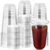 100 Sets Disposable Stemless Glasses With Strawless Sip Lids,PET Drinking Cups,Clear Plastic Coffee Cup for Iced Coffee, Smoothie, Cold Beverage, Drink Shop and Christmas Party Supply (Clear, 20 oz) view 1