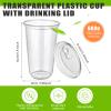 100 Sets Disposable Stemless Glasses With Strawless Sip Lids,PET Drinking Cups,Clear Plastic Coffee Cup for Iced Coffee, Smoothie, Cold Beverage, Drink Shop and Christmas Party Supply (Clear, 20 oz) view 2