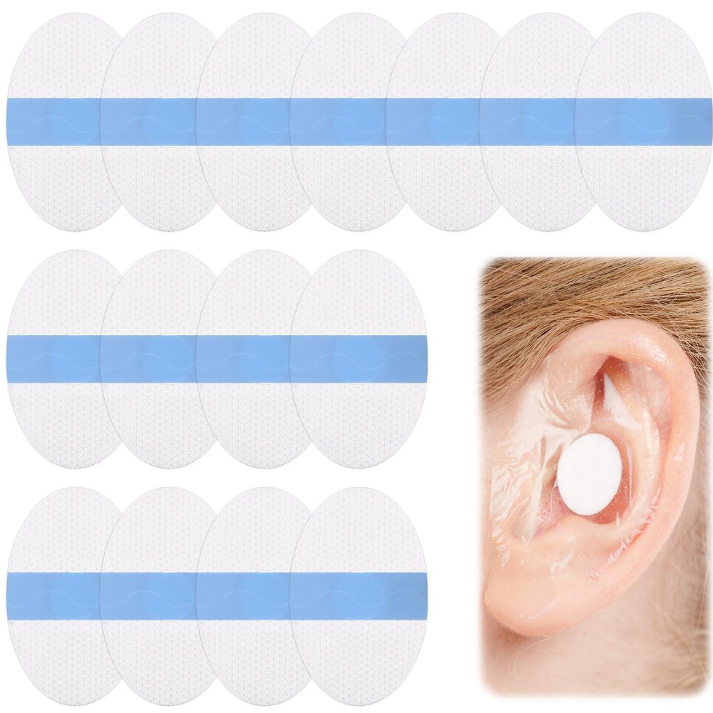 100pcs Baby Ear Covers for Bath, Gel Waterproof Newborn Ear Protection with Cotton Ball Kids Ear Plugs Stickers for Swimming Shower Surfing Snorkeling Water Sport Accessories