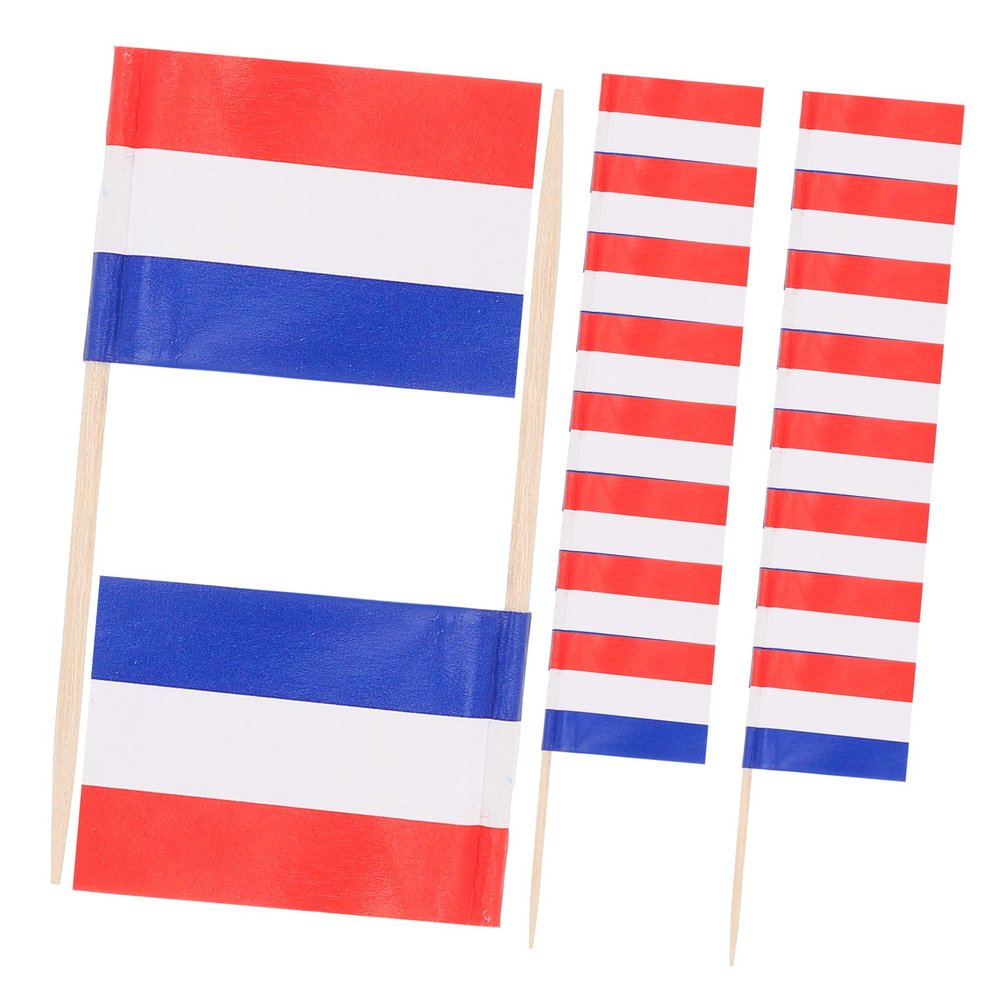 ABOOFAN 100Pcs Dutch Flag Toothpick Picks for Cupcake Toppers Party Decorations and Fruit Display Miniature Flags for Celebrations and Events
