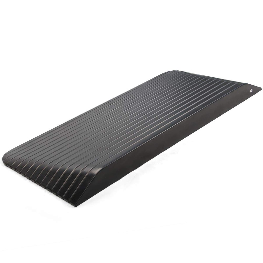 MOMOBC 3" Rise Solid Rubber Power Wheelchair Threshold Ramp Doorway (3" Rise, 1 Pack-Black)