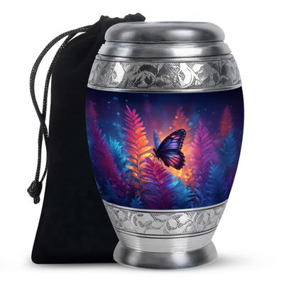 LEXFAY Colourful Butterfly Memorial Urn for Human Ashes Adult Female - Cremation Urns for Adult Ashes Women - Memorial Urns for Male & Female - Burial Urn 10 Inch Large