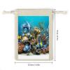 JKLQWH Muslin Bags Drawstring Pouches 3D Ocean Fish Draw String Bags Reusable Sachet Bag Muslin Drawstring Bag Portable Jewelry Pouch Gift Pouch for Party Wedding Home Storage 8pcs view 2