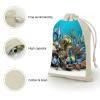 JKLQWH Muslin Bags Drawstring Pouches 3D Ocean Fish Draw String Bags Reusable Sachet Bag Muslin Drawstring Bag Portable Jewelry Pouch Gift Pouch for Party Wedding Home Storage 8pcs view 3