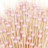 1000 PCS Pink Cocktail Toothpicks for Appetizers, Natural Bamboo Coctail Skewers Sticks, Pearl Decorative Cocktail Tooth Picks for Drinks, Fruit, Charcuterie, Wedding Food Party Fancy 4.7 Inch Long view 1