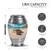 KARYLIZ Sea Turtle Cremation Urns for Ashes Combo of 5 with 8 Inch Sunset Heart Funeral Urn for Adult Female, Mom & Dad and 3 Inch Blue Mini Beach Keepsake Urns for Men & Women Burial Memorial Set view 2