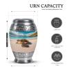 KARYLIZ Sea Turtle Cremation Urns for Ashes Combo of 5 with 8 Inch Sunset Heart Funeral Urn for Adult Female, Mom & Dad and 3 Inch Blue Mini Beach Keepsake Urns for Men & Women Burial Memorial Set view 3