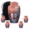 KARYLIZ Swan Urns for Ashes Combo of 5 10 Inch Funeral Urn for Adult Men & Women and 3 Inch Peach Mini Keepsake Urns for Burial Memorial Cremation Ash Container for Human Remains view 1