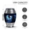 KARYLIZ Blue Peacock Urns for Ashes Combo of 5 10 Inch Funeral Urn for Dad & Adult Male and 3 Inch Mini Keepsake Urns for Women & Loved Ones Memorial Cremation Burial Ash Holder Set view 3