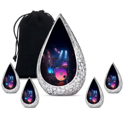 KARYLIZ Neon Drum Urns for Ashes Combo of 5 10 Inch Funeral Urn for Women, Men & Dad and 3 Inch Mini Keepsake for Male & Female Burial Cremation Human Ash Holder Memorial Set
