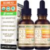 (2 Pack) Organic Vitamin D3 K2 Drops with MCT Oil & Omega 3 - Liquid Vitamin D3 5000 IU - K2 D3 Vitamin Supplement - Vitamin D Drops for Women & Men - No Fillers, Non-GMO, GMP, Cappuccino (2 Fl Oz) view 1