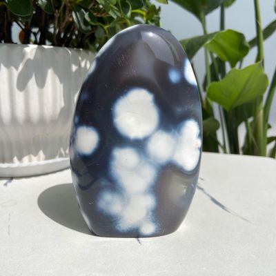 1LB Natural Orca Agate Freeform Hand-Carved Stone Art for Spiritual Energy, Ocean-Themed Decor & Unique Home Accent