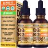 (2 Pack) Organic Vitamin D3 K2 Drops with MCT Oil & Omega 3 - Liquid Vitamin D3 5000 IU - K2 D3 Vitamin Supplement - Vitamin D Drops for Women & Men - No Fillers, Non-GMO, GMP, Peanut Butter (2 Fl Oz) view 1