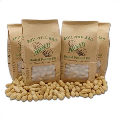 Boiled Peanuts Kit | Contains Premium In Shell Peanuts, Salt, and a Unique Seasoning Blend in a Muslin Cooking Bag | 4 Kits of Buffalo Wing Flavor