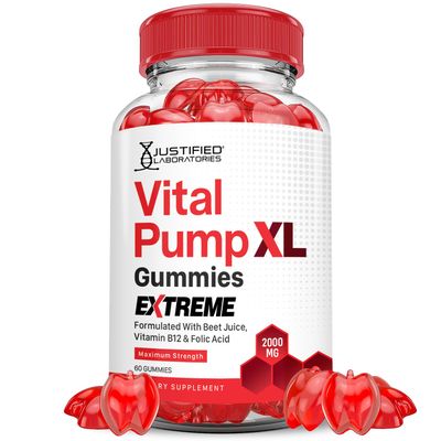 Justified Laboratories Vital Pump XL Extreme 2000MG Performance Gummies Vital PumpXL Advanced Formula Formulated with Beet Juice ACV Pomegranate Powder B12 Vegan Non GMO 60 Gummys
