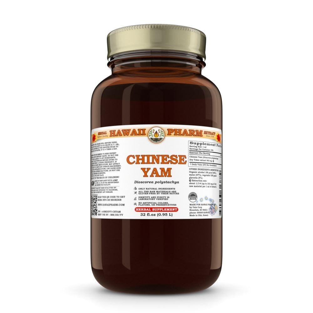 Chinese Yam (Dioscorea Polystachya) Dry Tuber Tincture, Made in Hawaii, All Natural, Vegan, Pure Liquid Extract - 32 fl.oz