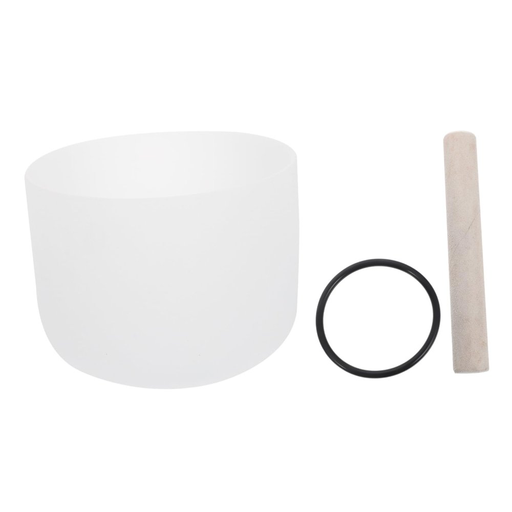 JOINPAYA 8-Inch White Chakra Healing Crystal Singing Bowl for Yoga Meditation Mallet Therapy Music Bowl for Home Use