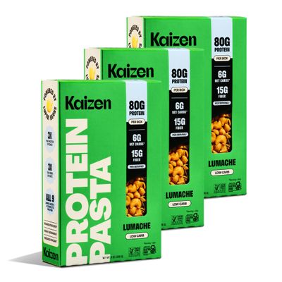 Kaizen Lumache Protein Pasta, 20g Protein, Low Carb (6g Net Carbs), Keto-Friendly, Gluten-Free, Plant-Based Lupini Noodles, High Fiber, 8 Ounce, Pack of 3