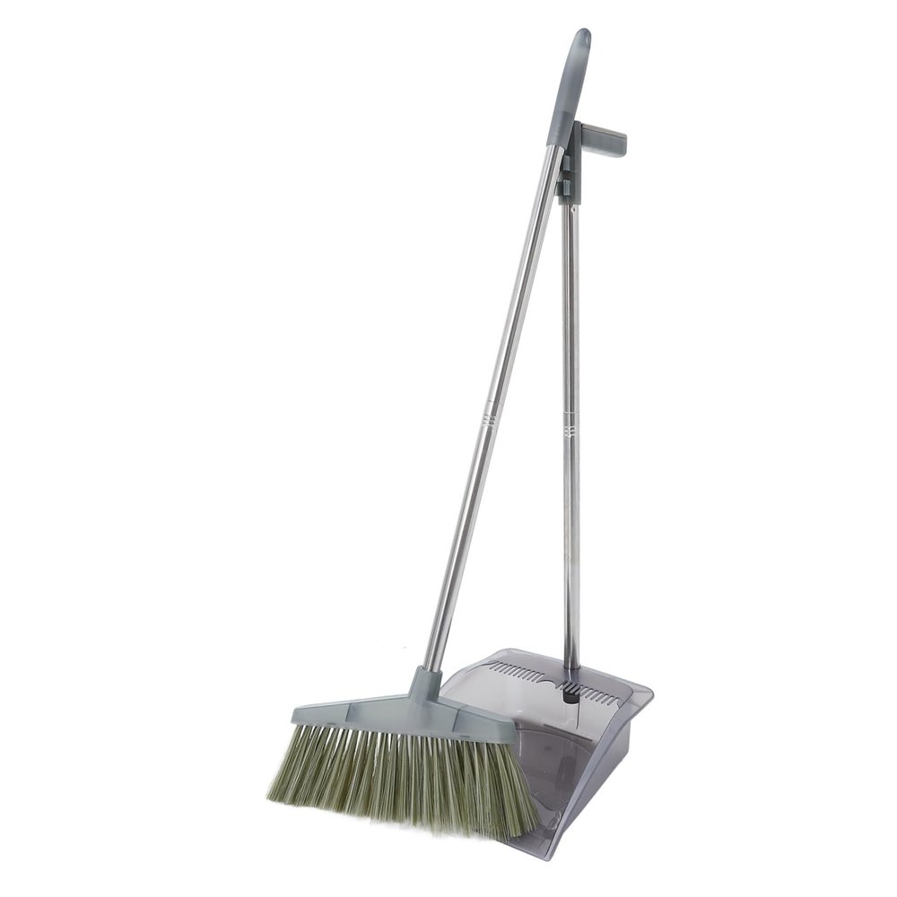 PACKOVE 1Set Plastic Broom and Dustpan Set with Long Ergonomic Handle Soft Bristles for Indoor and Outdoor Sweeping Efficient Cleaning Tool for Home Office and Retail Spaces