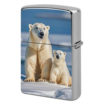 2 Polar Bears Lighter Case Fashionable Pocket Lighter Holder, Durable Protective Cover for Lighters