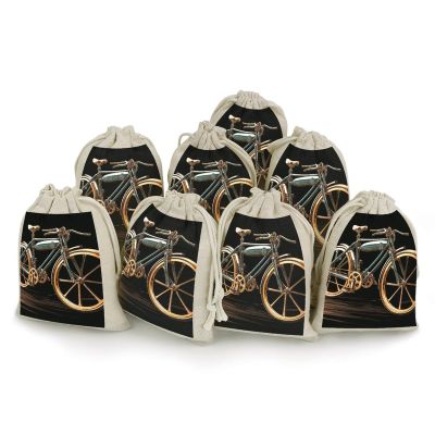 STVNKML 8-Pack Bike Drawstring Gift Bags Cotton Linen Party Favors Bags for Decorated Event Favors