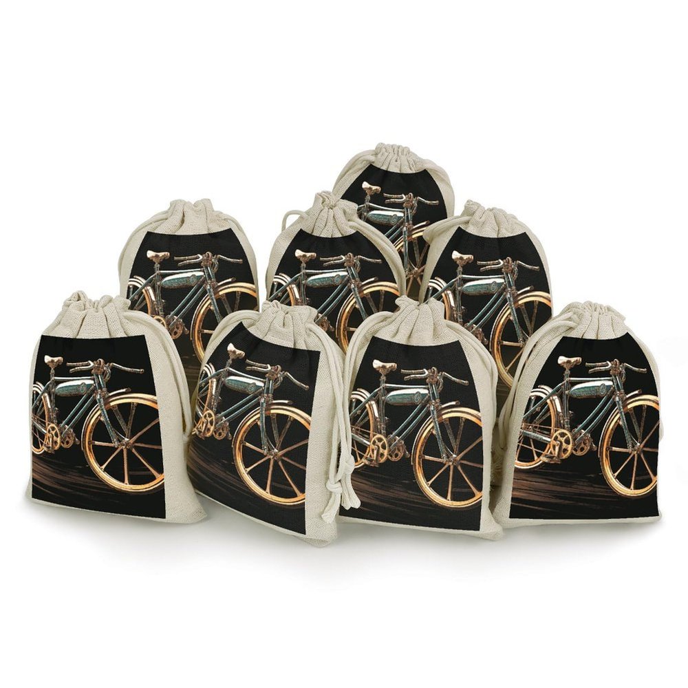 STVNKML 8-Pack Bike Drawstring Gift Bags Cotton Linen Party Favors Bags for Decorated Event Favors