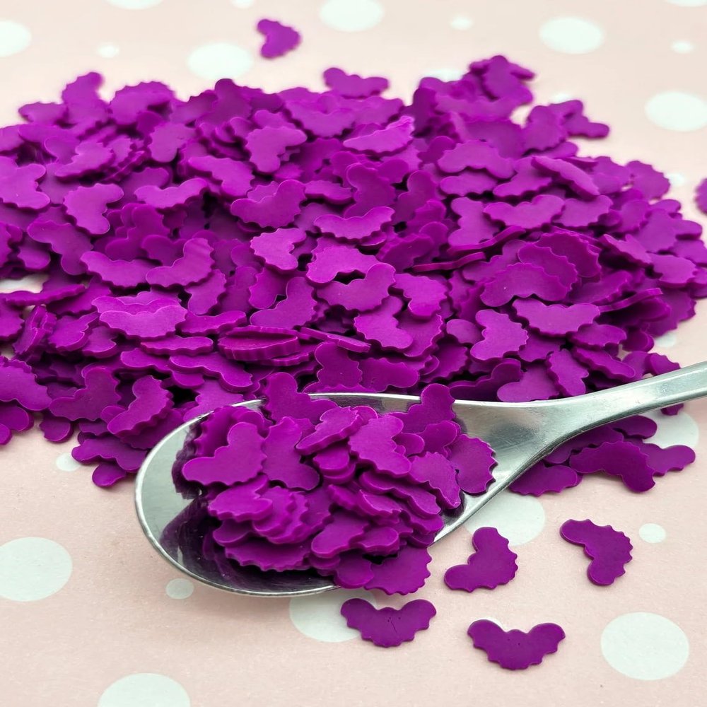 Large Purple Bats Halloween Polymer Clay Sprinkles, Spooky Faux Sprinkles, Decoden Jimmies for Crafts and DIY Projects - Non Edible (30g Bag)