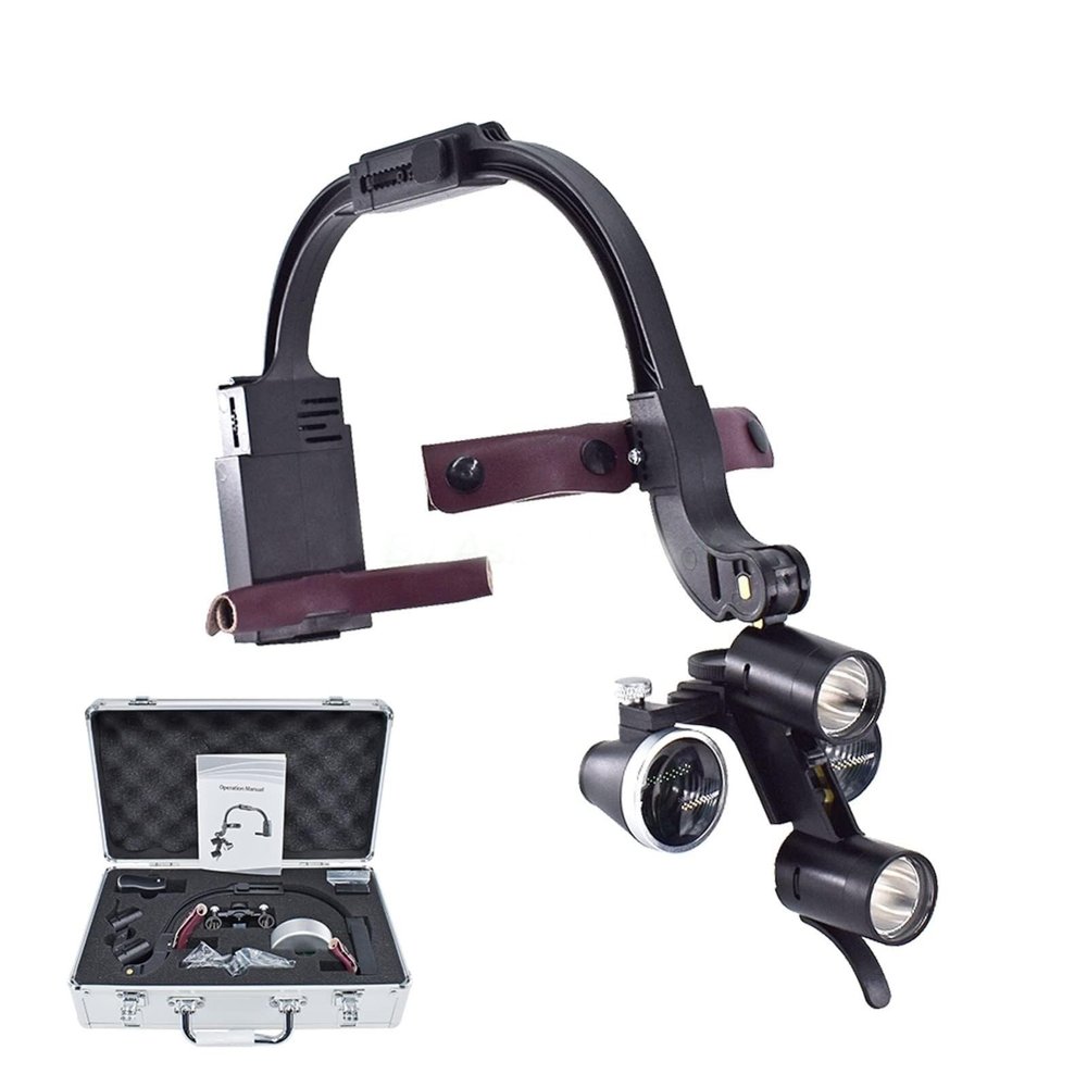 ZQJYMXM Binocular Magnifier Eyepiece with Magnifying Glass with Light 3.5X, Dental Surgery Binocular Magnifier, Medical Binocular Magnifier Aluminum Box(3.5X)