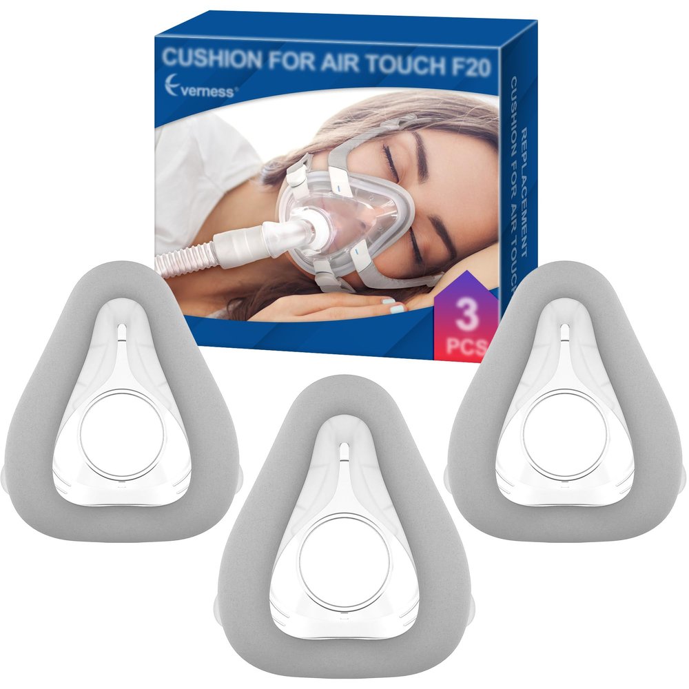 3 Packs Replacement Mask Cushion (M) for AirTouch F20, Optimized Comfort & Secure Seal with Advanced CPAP Memory Foam Technology (New Version), F20 Full Face Masks Supplies by Everness (M)