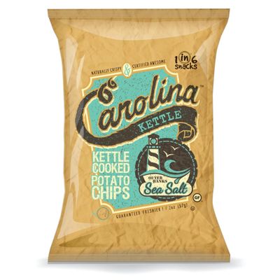 Carolina Kettle Potato Chips | Kettle Cooked | Kosher - Gluten Free, Fit For Healthy School Snacks | With Irresistible Crunch and Bold Flavor - Outer Banks Sea Salt (Case of 14 x 5 oz.)
