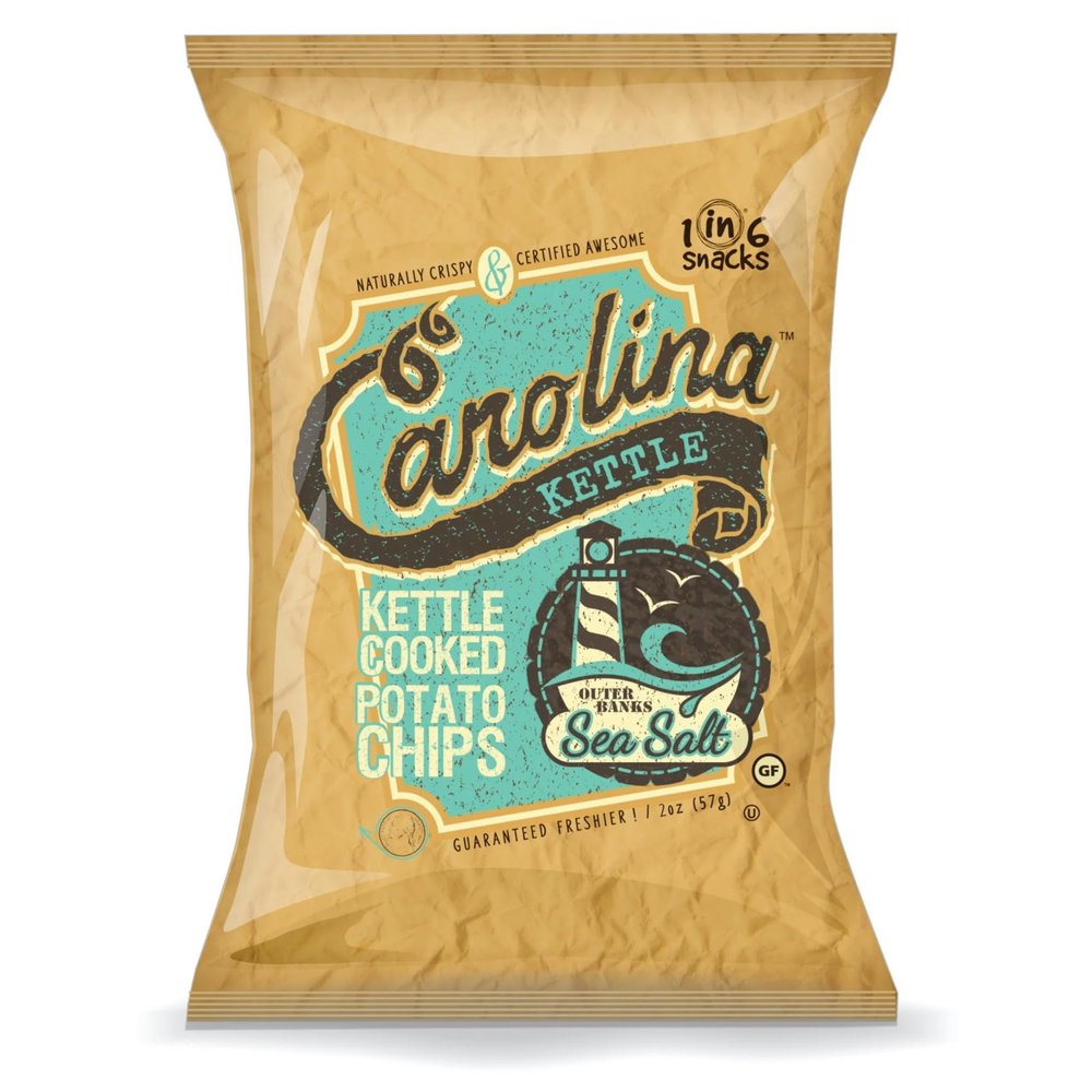 Carolina Kettle Potato Chips | Kettle Cooked | Kosher - Gluten Free, Fit For Healthy School Snacks | With Irresistible Crunch and Bold Flavor - Outer Banks Sea Salt (Case of 14 x 5 oz.)