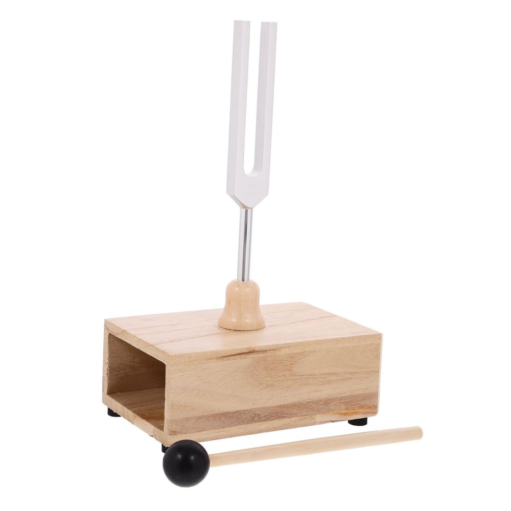 Levemolo 1set Tuning Fork Wooden Resonator Box and Mallet Meditation and Yoga Practice Aluminum Alloy Construction Promotes Relaxation and Chakra Balancing