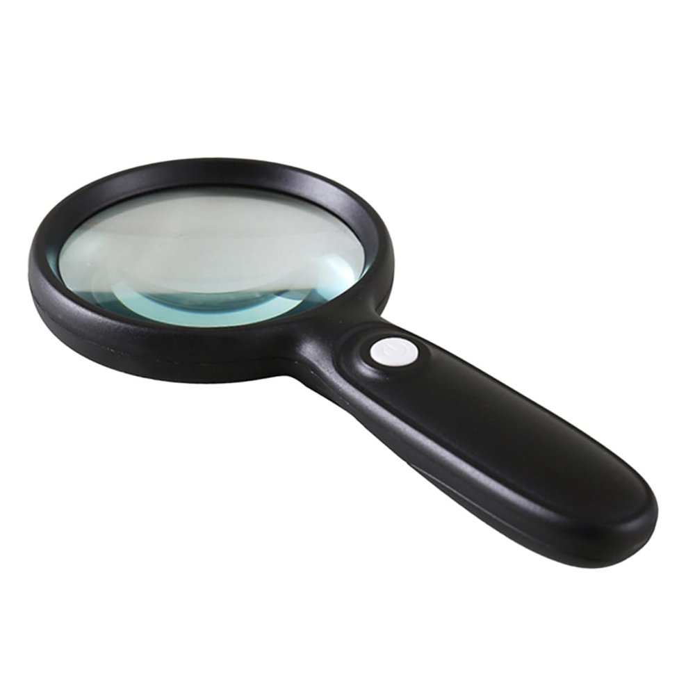 Ipetboom 3times Magnifying Glass with Led Lights Handheld Illuminated Magnifier for Seniors Jewelry Repair Reading and Hobbies Non-Slip Grip Diameter Design