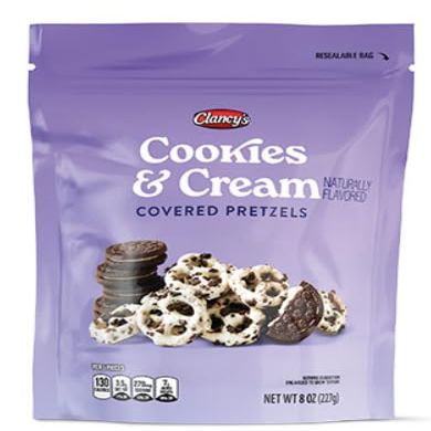 1 Resealable Bag - Cookies & Cream Covered Pretzels 8 oz (Sweet & Salty Chocolatey Pretzel Snack Crunchy Gourmet Dessert Treat for Gift Baskets Party Favors Care Packages Movie Nights Office Snacks