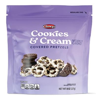 1 Resealable Bag - Cookies & Cream Covered Pretzels 8 oz (Sweet & Salty Chocolatey Pretzel Snack Crunchy Gourmet Dessert Treat for Gift Baskets Party Favors Care Packages Movie Nights Office Snacks