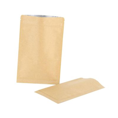 OHPHCALL 50pcs Self-standing Kraft Paper Sealed Bags Zipper Food Grade Reusable Pouch Bag