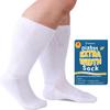 Powbrace 4 Pairs Wide Diabetic Socks for Men Women Plus Size, White view 1